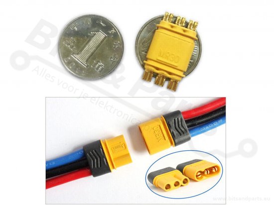 Voedingsconnectors MR30 male+female 15A 3pins